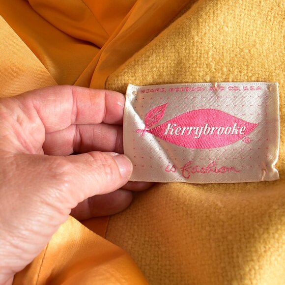 Kerrybrooke Vintage Women's Sears & Roebuck Company Dress Coat Mustard Yellow - Picture 5 of 9